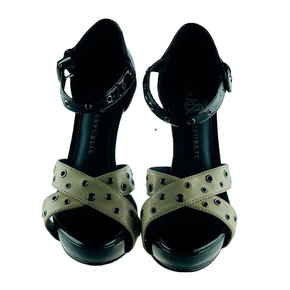 ROCK and REPUBLIC Shoes Beige Black Size 8M Heels - Picture 2 of 6